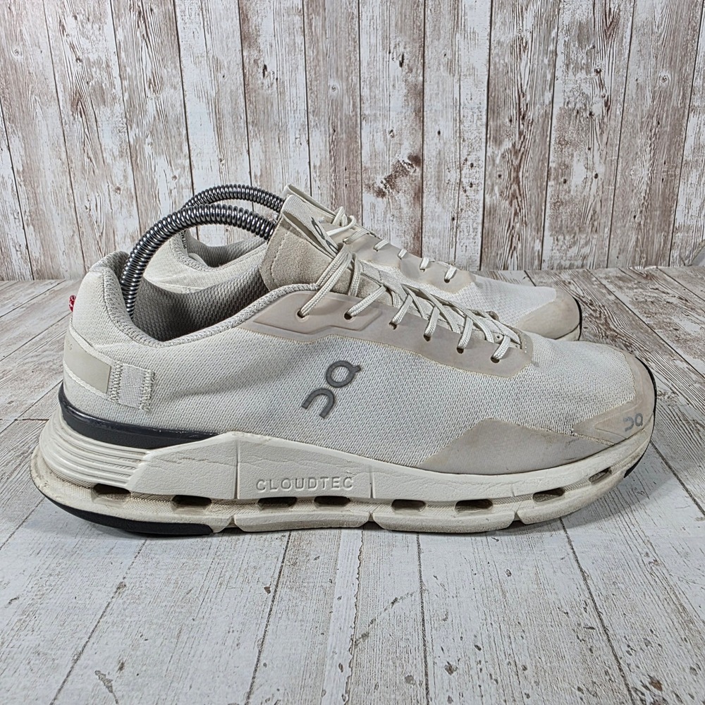 On Cloudflyer 4 Womens Running Shoes White Sand Grey 26.98478 Size 10
